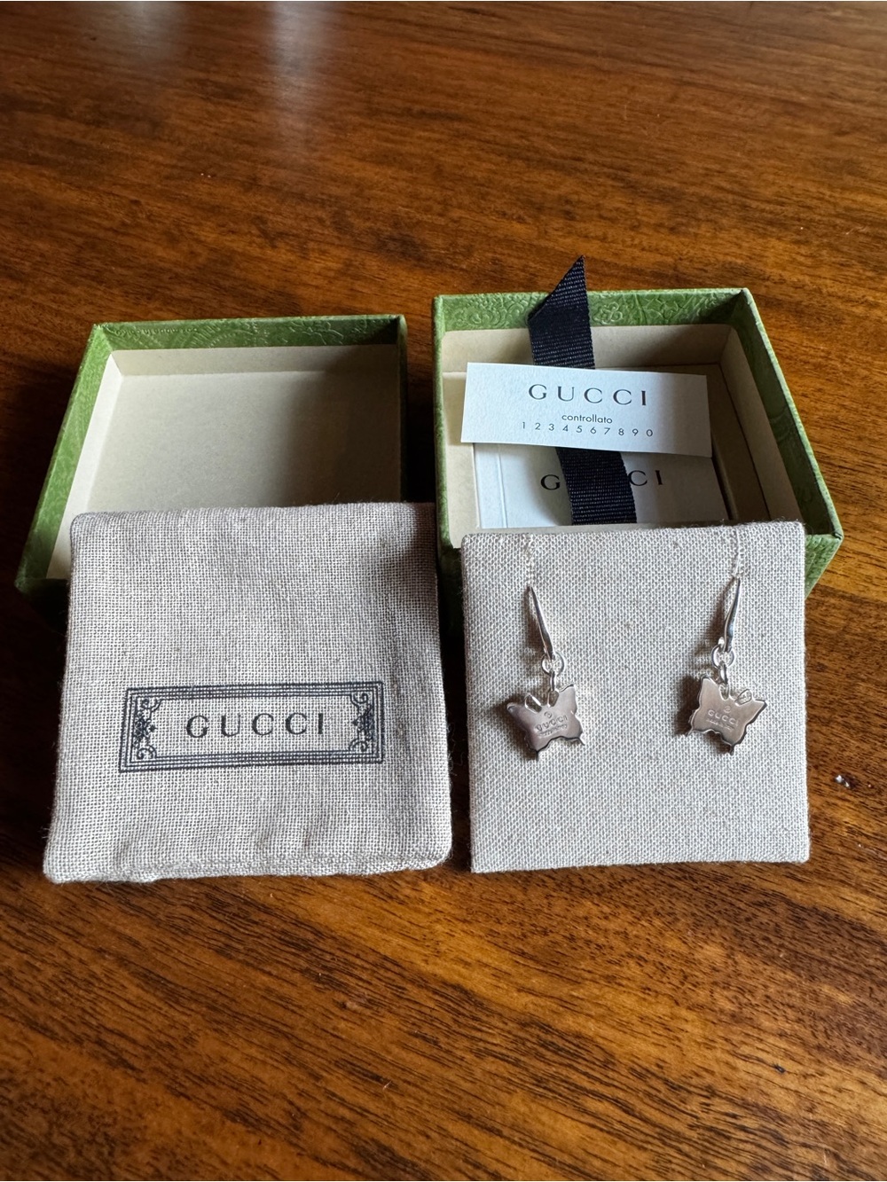Gucci Silver 925 Butterfly Drop Earrings New in box